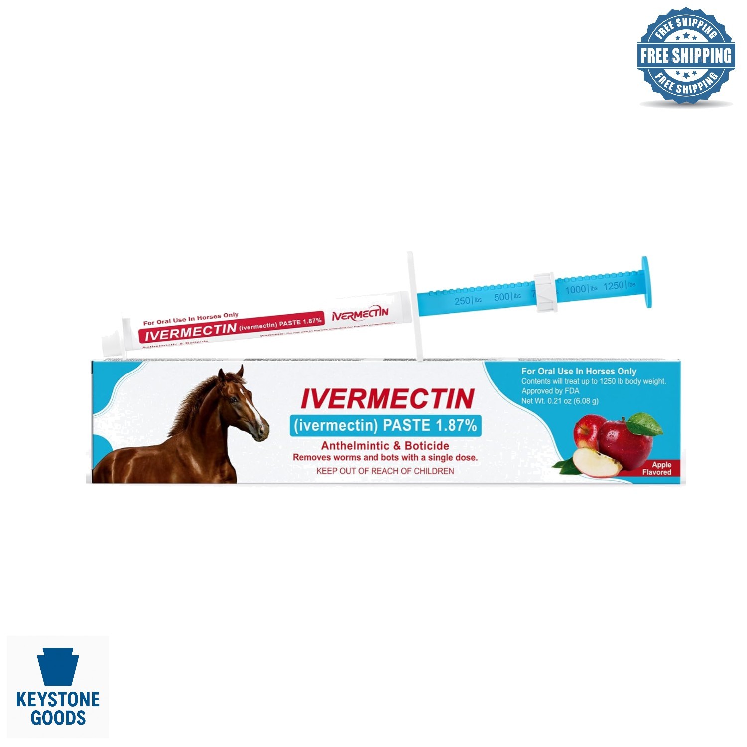 Ivermect Horse Paste 1.87% – Apple Flavor, Treats Up to 1250 lbs