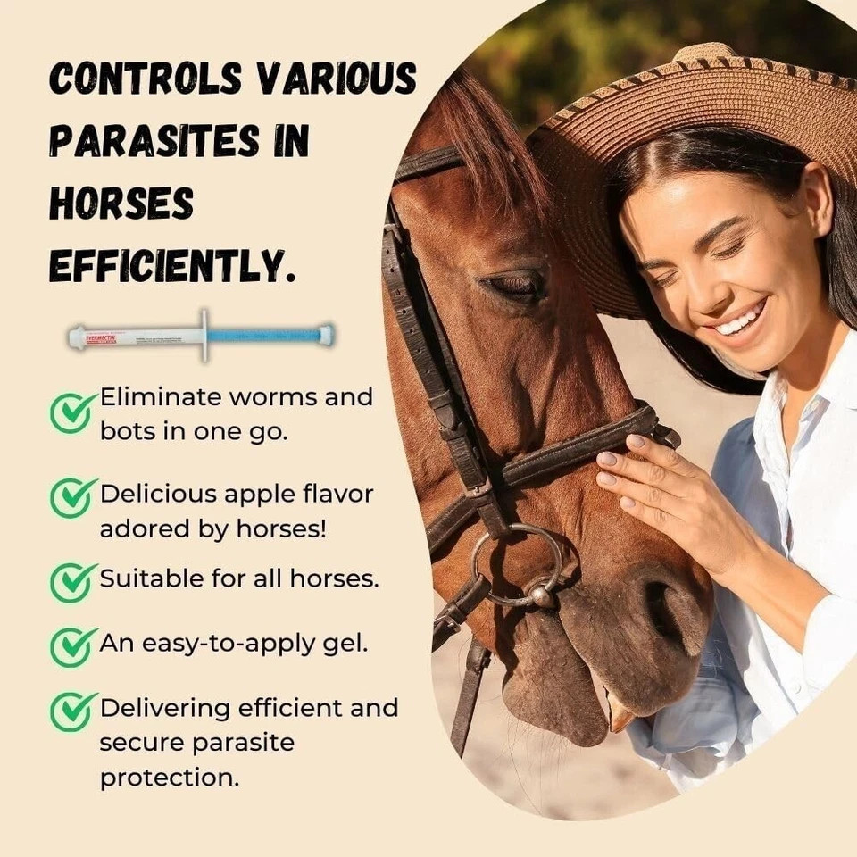 10 Pack New Paste Wormer Horse Dewormer Apple Flavor US Free Shipping EXP01/2028