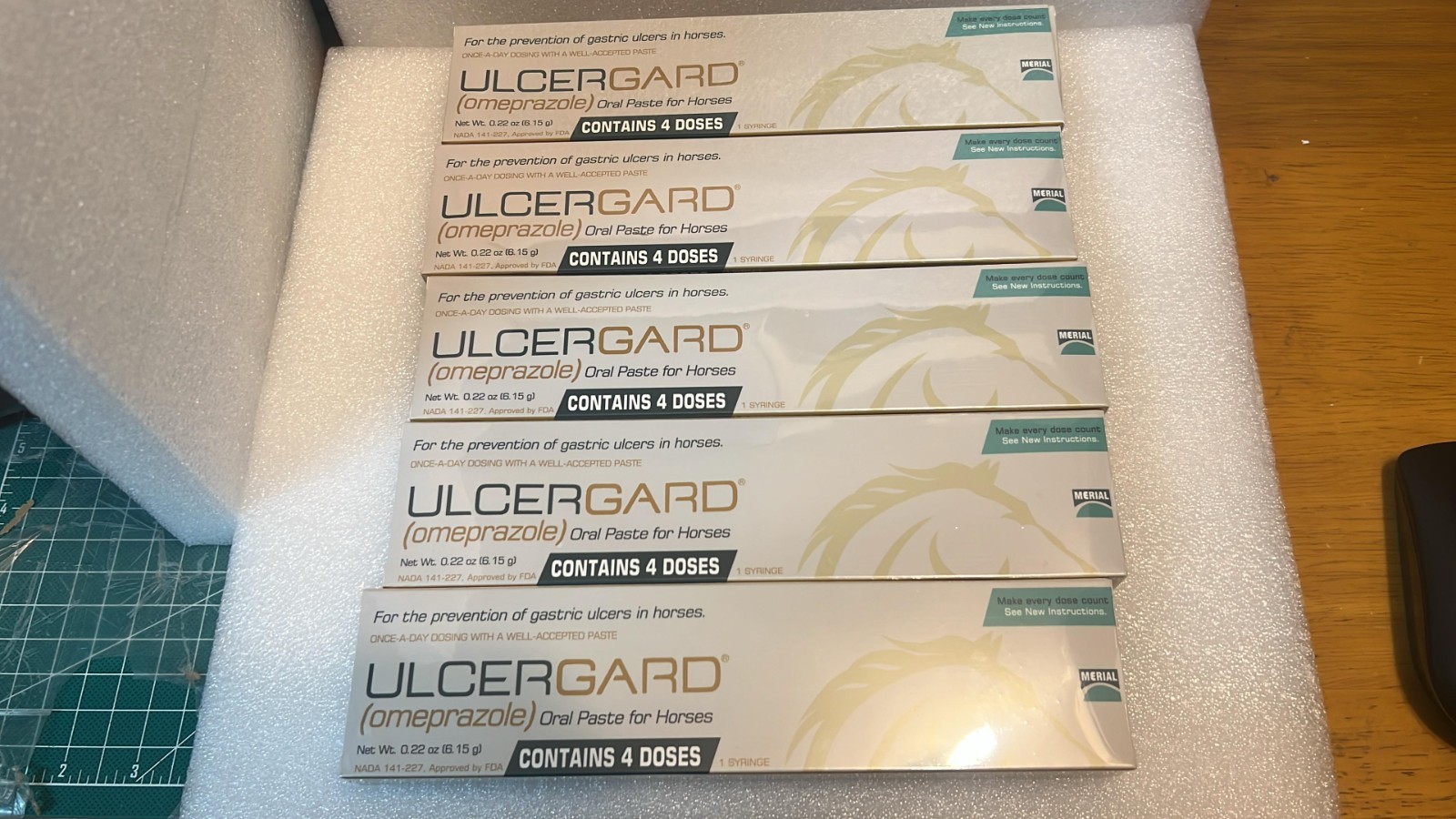 5 Boxes Genuine Ulcer-Gard Oral Paste for Horses 20 Doses,Shipp USA