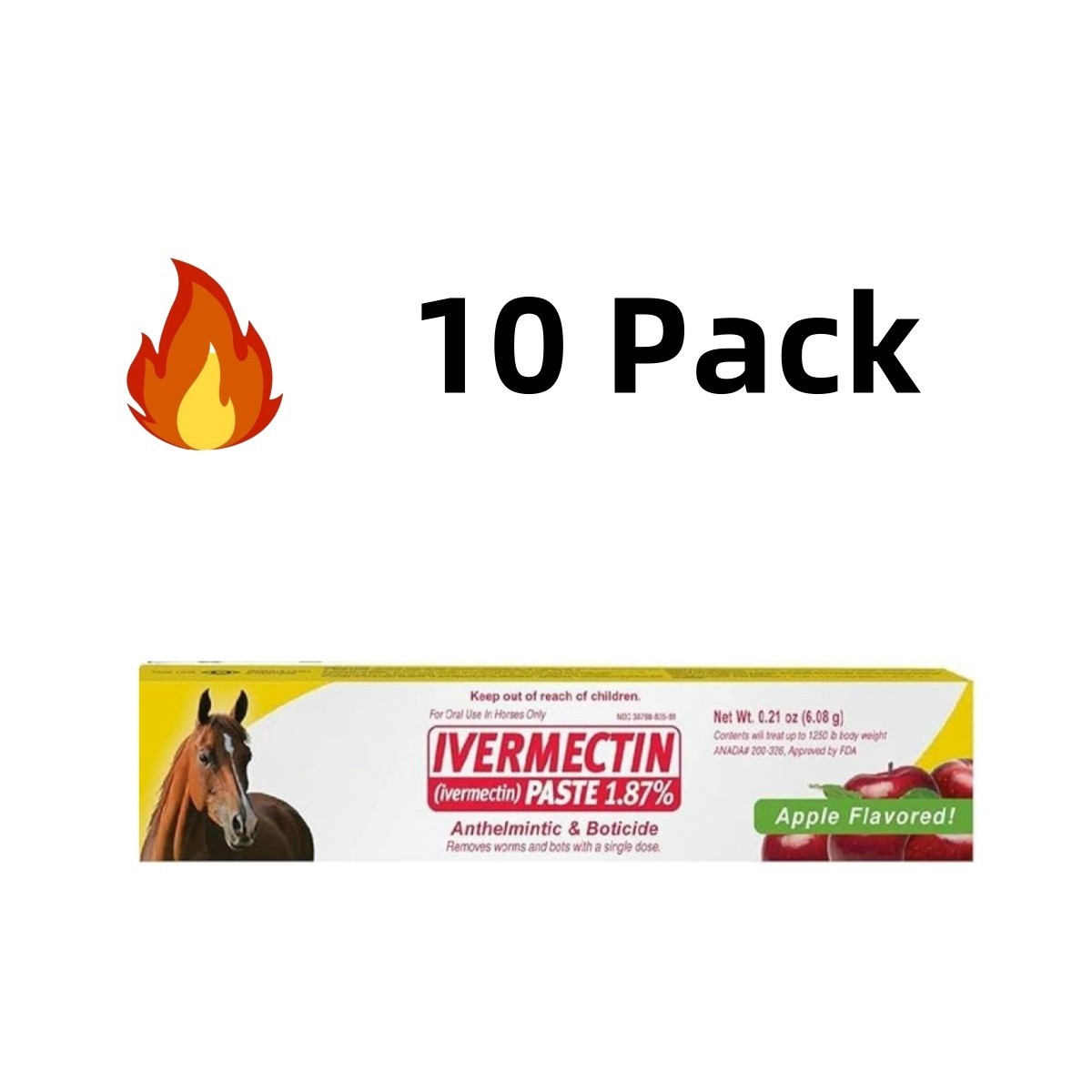 10 Pack in Box Paste Horse Dewormer Apple Flavor New Wormer Free New 1/2028