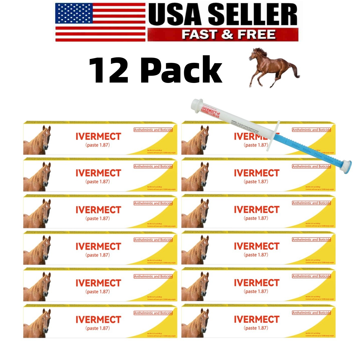 12 Pack Horse Oral Paste Apple Taste – Exp 01/2028 Box Sealed