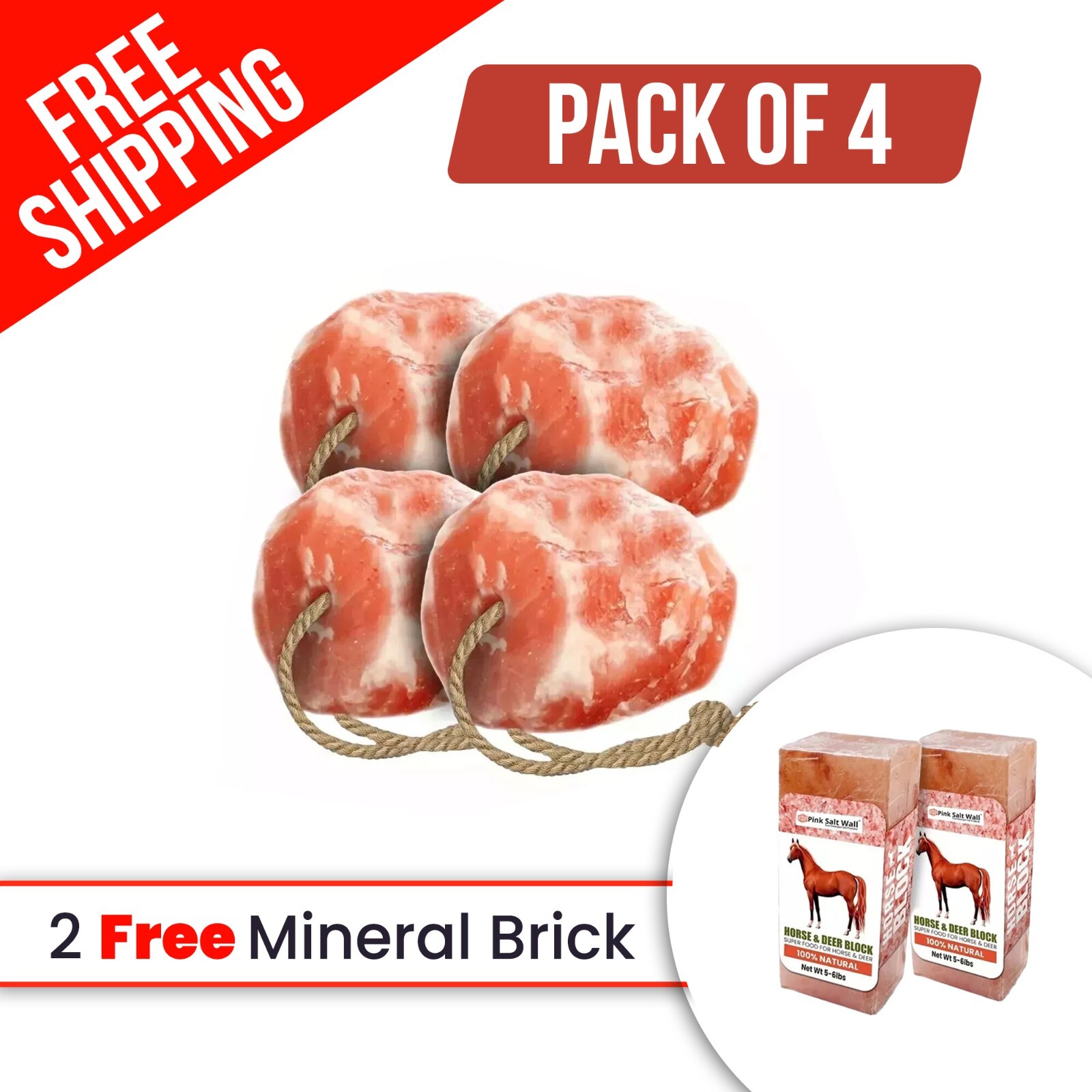 4-Premium Animal Salt Lick Hydration & FREE 2 Mineral Brick LOW PRICE Goat Horse