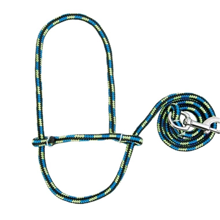 Weaver Leather Poly Rope Sheep Goat Halter with Snap, Teal/Black/Lime