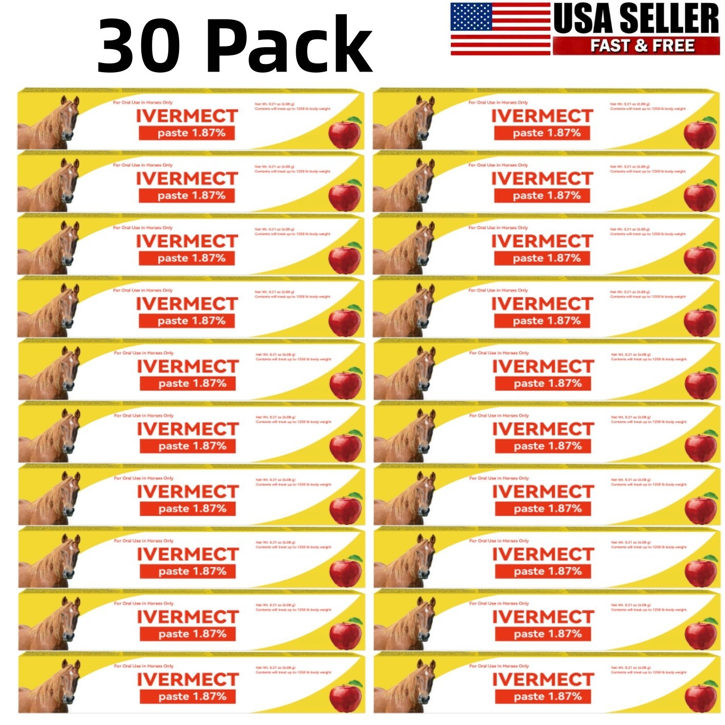 30 Pack In Box Paste Horse Dewormer Apple Flavor wormer EXP 01/2028