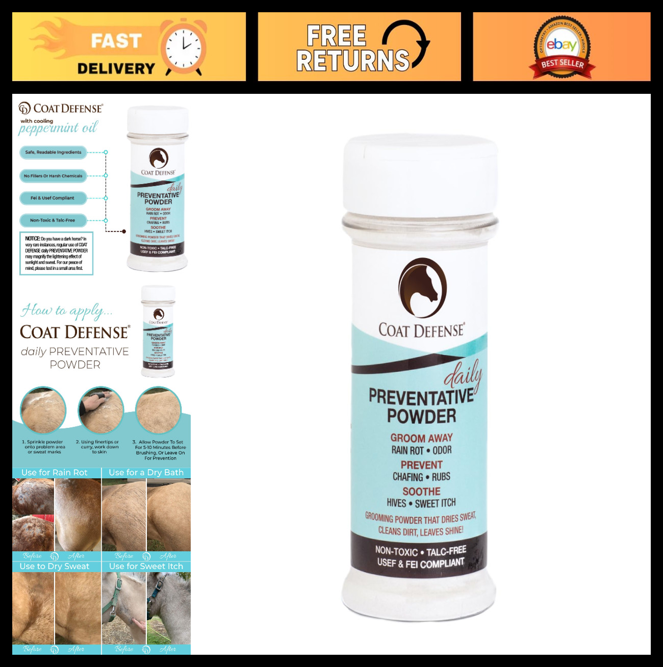 Daily Preventative Powder & Rain Rot Treatment for Horses | Safe Equine Sweet It