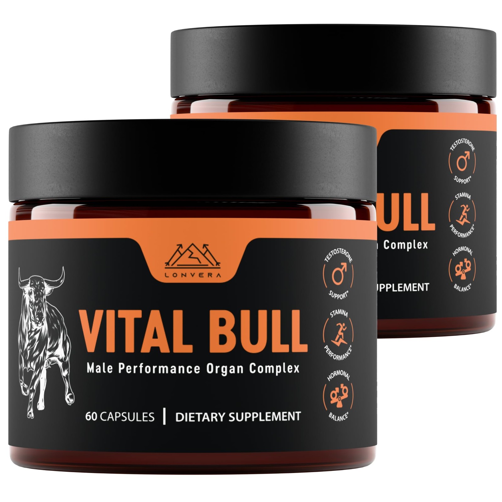 Vital Bull Beef Organ Supplement for Men with 60 Count (Pack of 1), Brown