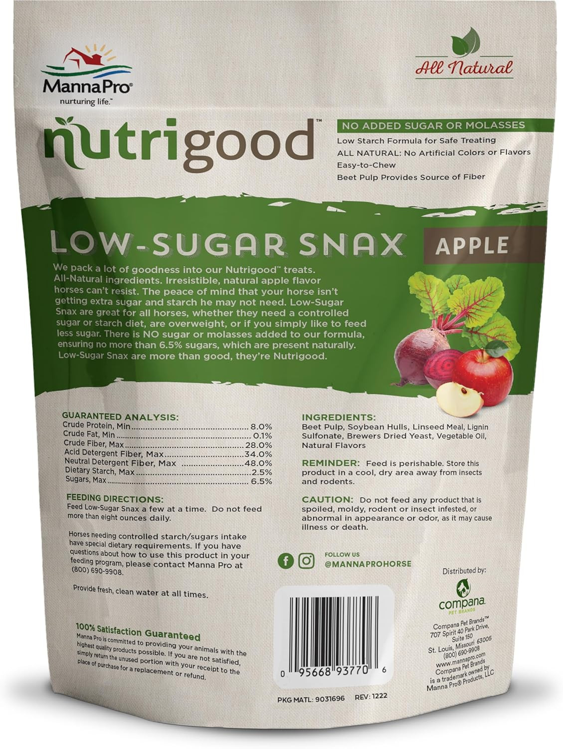 Nutrigood Low-Sugar Horse Treats – Apple Flavor, Healthy Natural Reward for Hors