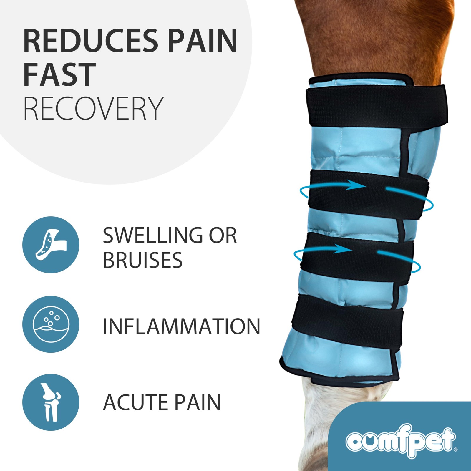 COMFPET Gel Horse Ice Pack with Carry Case, Reusable Cooling 1 PACK, Blue