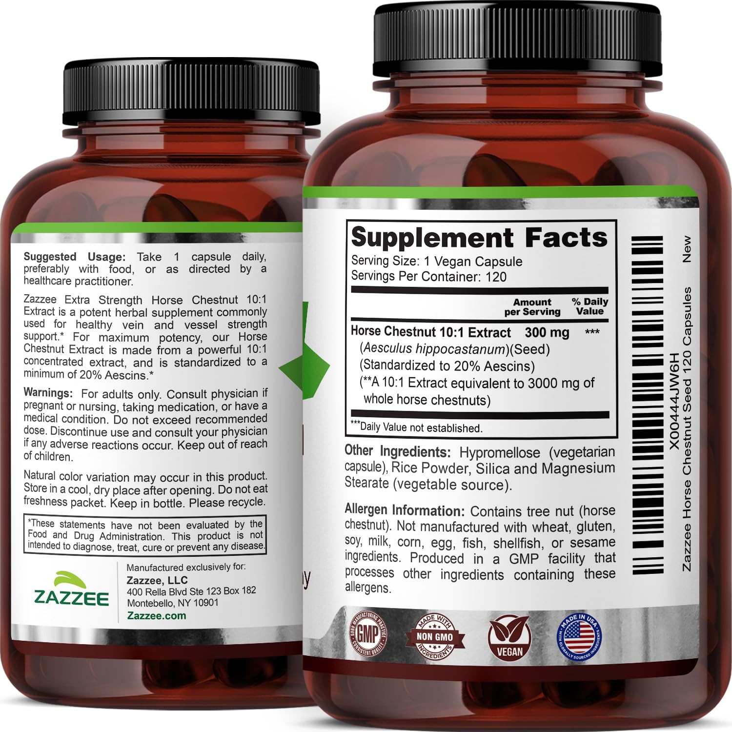 Extra Strength Horse Chestnut 10:1 Extract, 20% Aescins, 120 Vegan Capsules, …