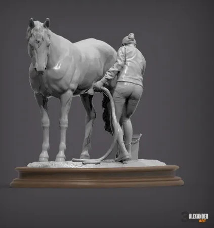 Keeper (lucy) cleans her horse (copper) V.2