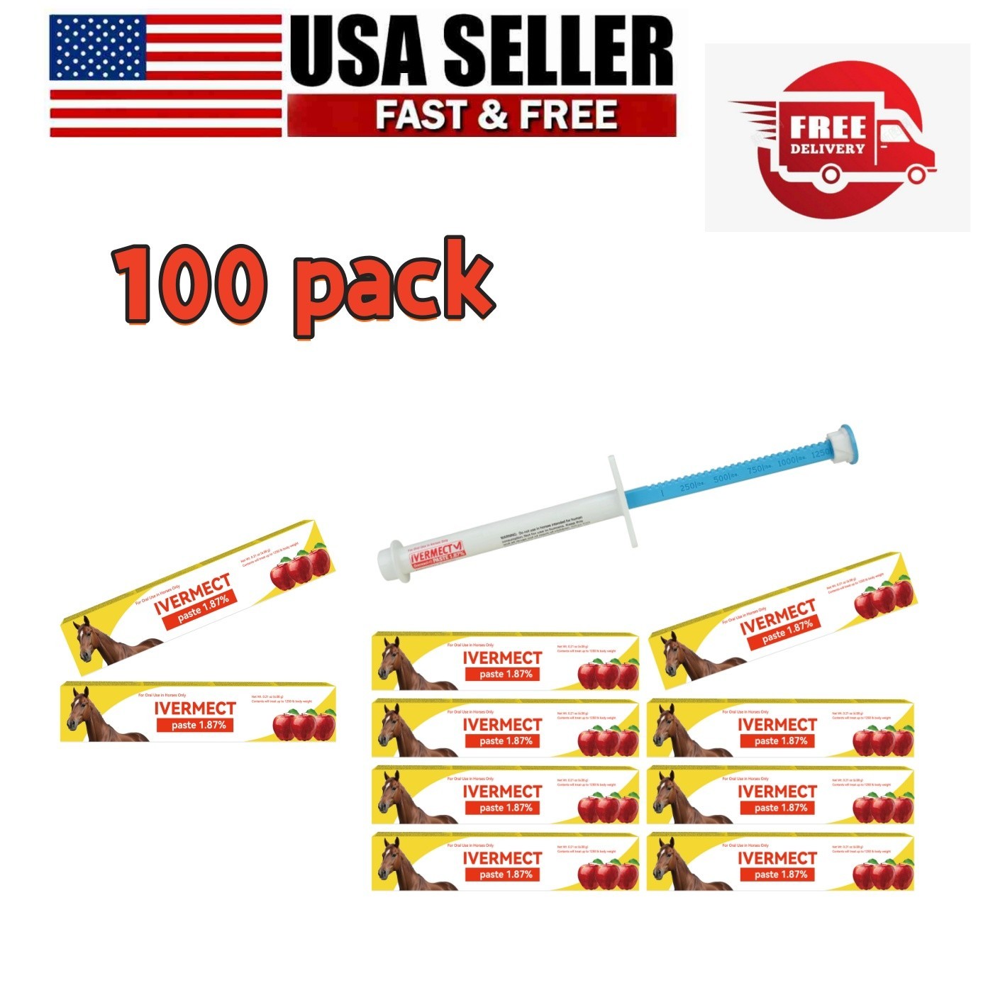 100 Pack Horse Oral Paste Apple Taste – Exp 01/2028 Box Sealed