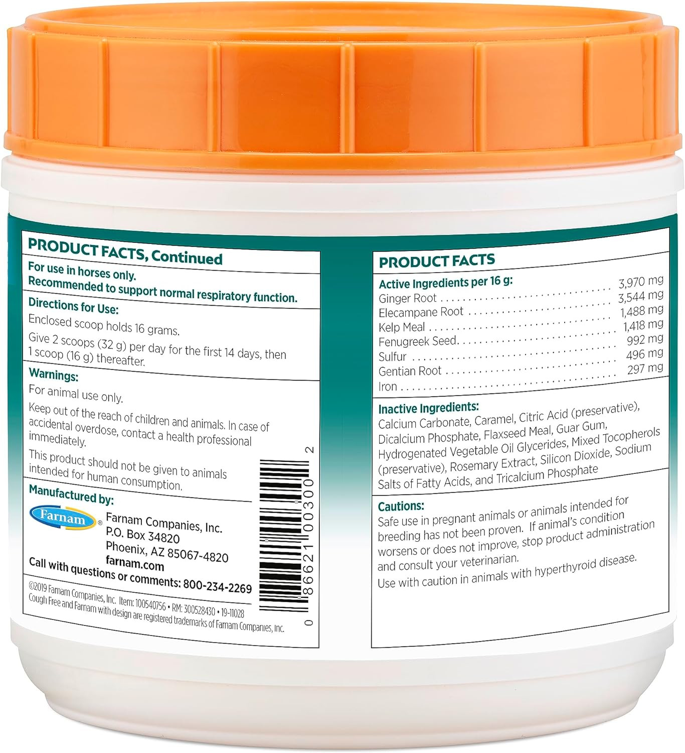 Cough Free Horse Cough Supplement Pellets 1.75 Lb, 48 Day Supply