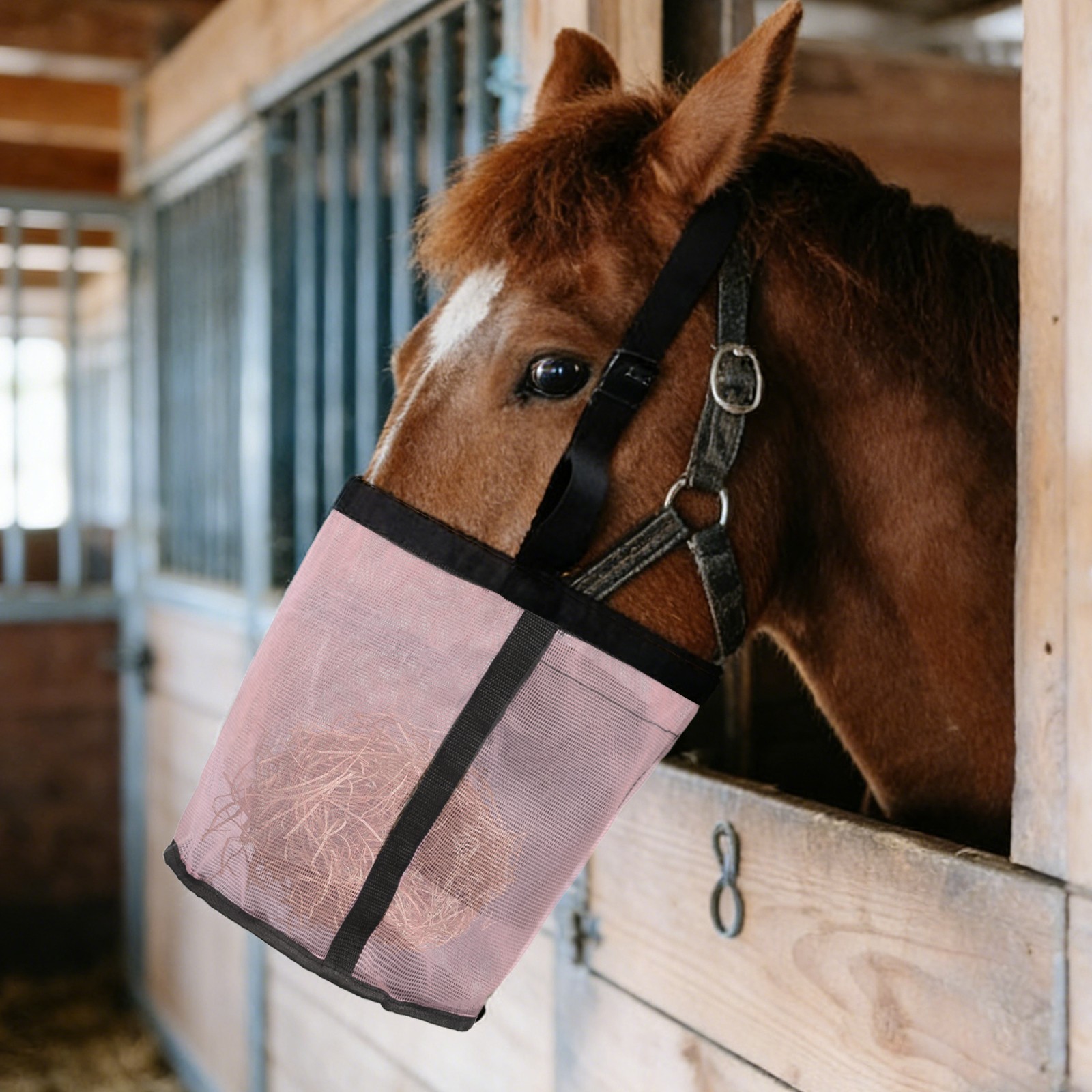 Horse Feed Bag, (Pink, M,2 Pcs), Intended for Horse Feeding Grain