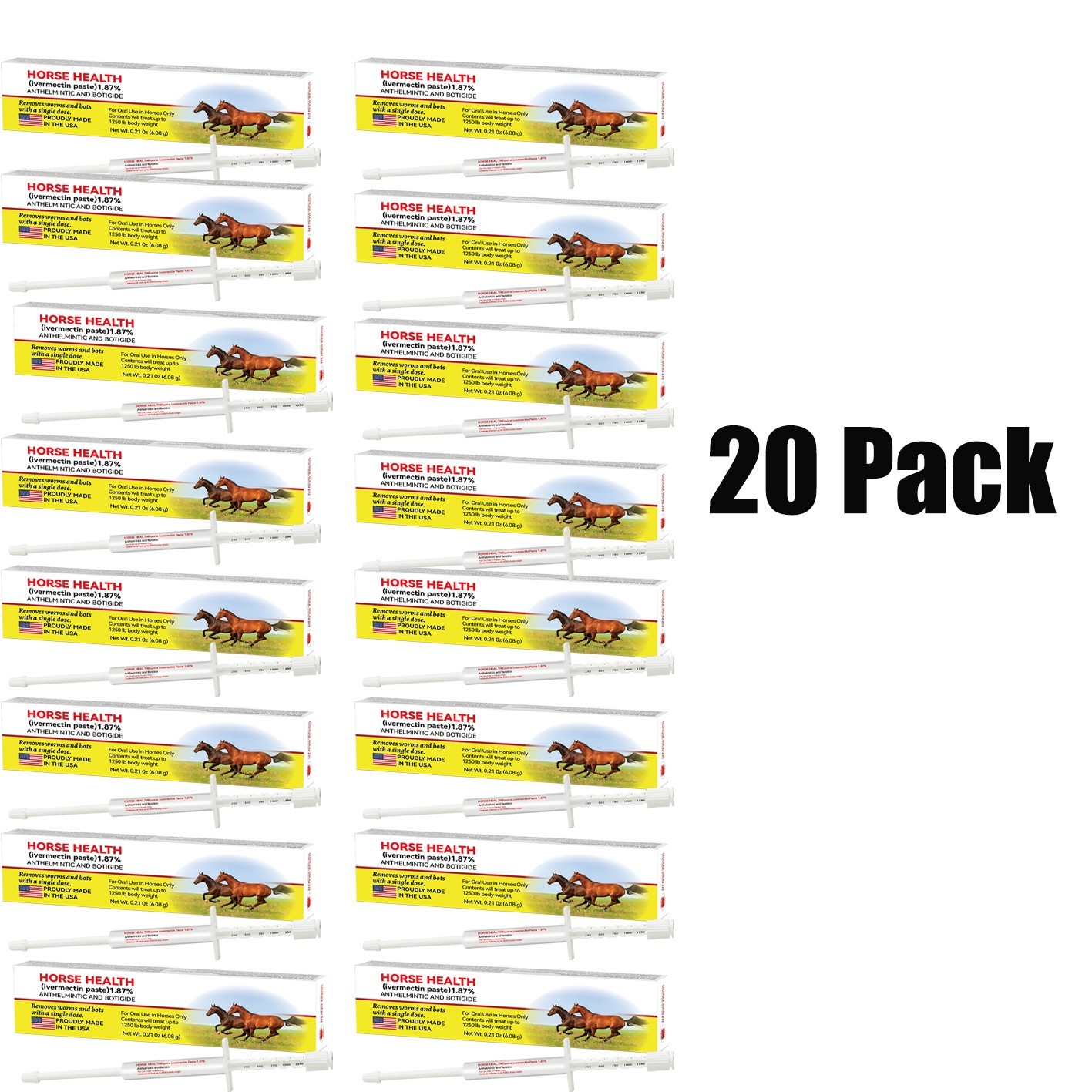 Horse Wormer Apple Flavor Paste 20 Pack Box Dewormer EXP 01/2028