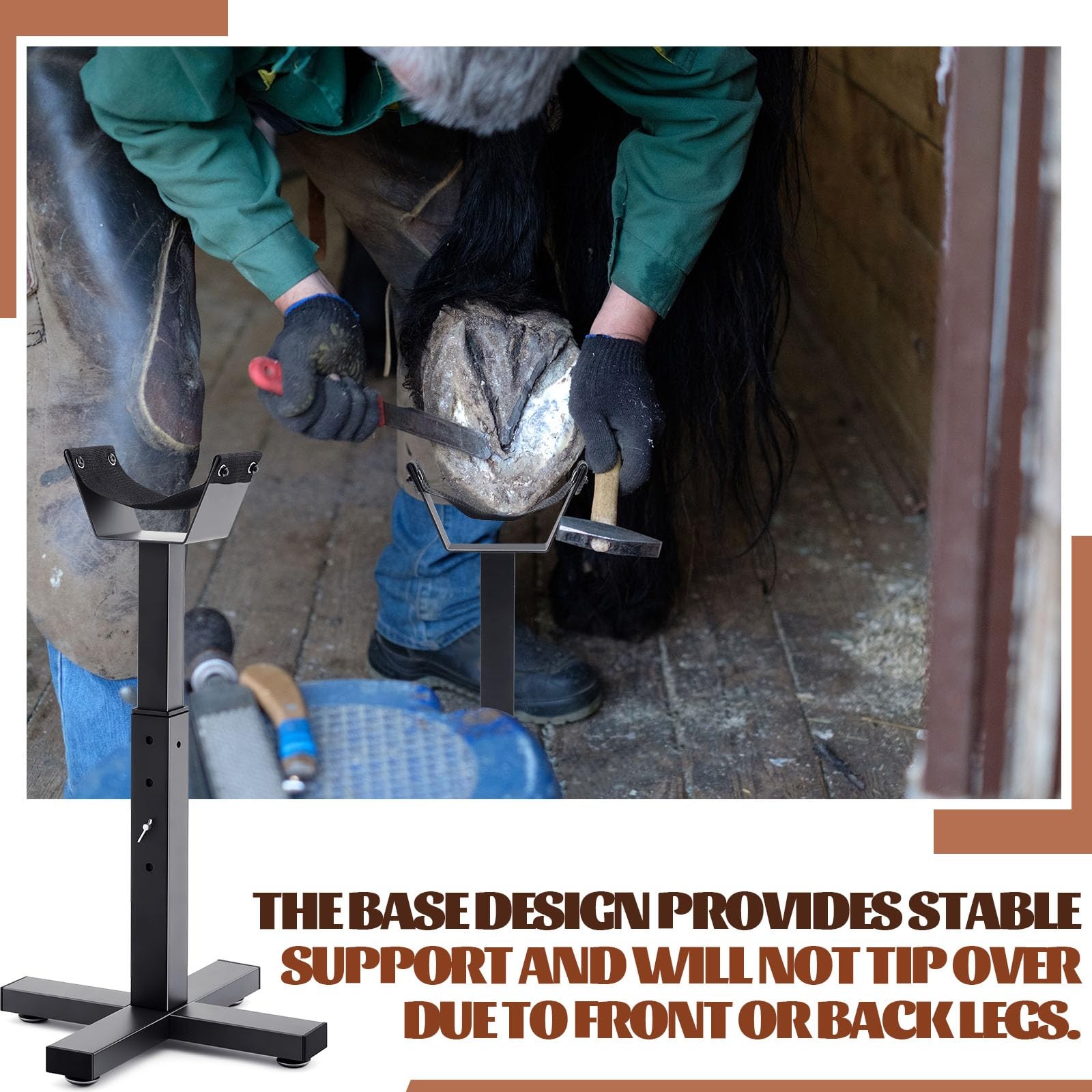 Adjustable Farrier Stand Metal Blacksmith Farrier Horse Hoof Stand with 5 Adj…