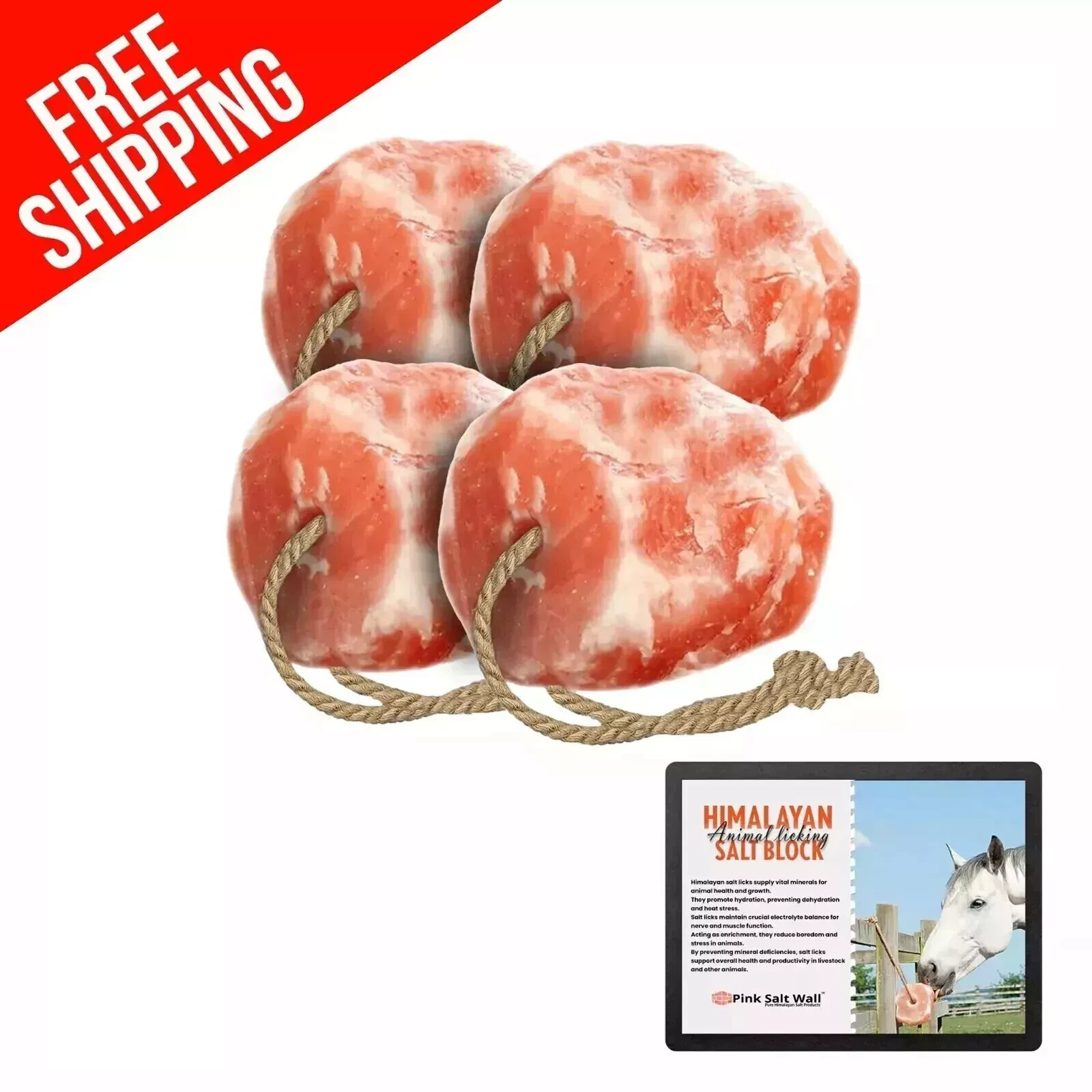 4 Goat Salt Block Lick 6LB Himalayan Animals Livestock LOW PRICE 4 LIMITED TIME