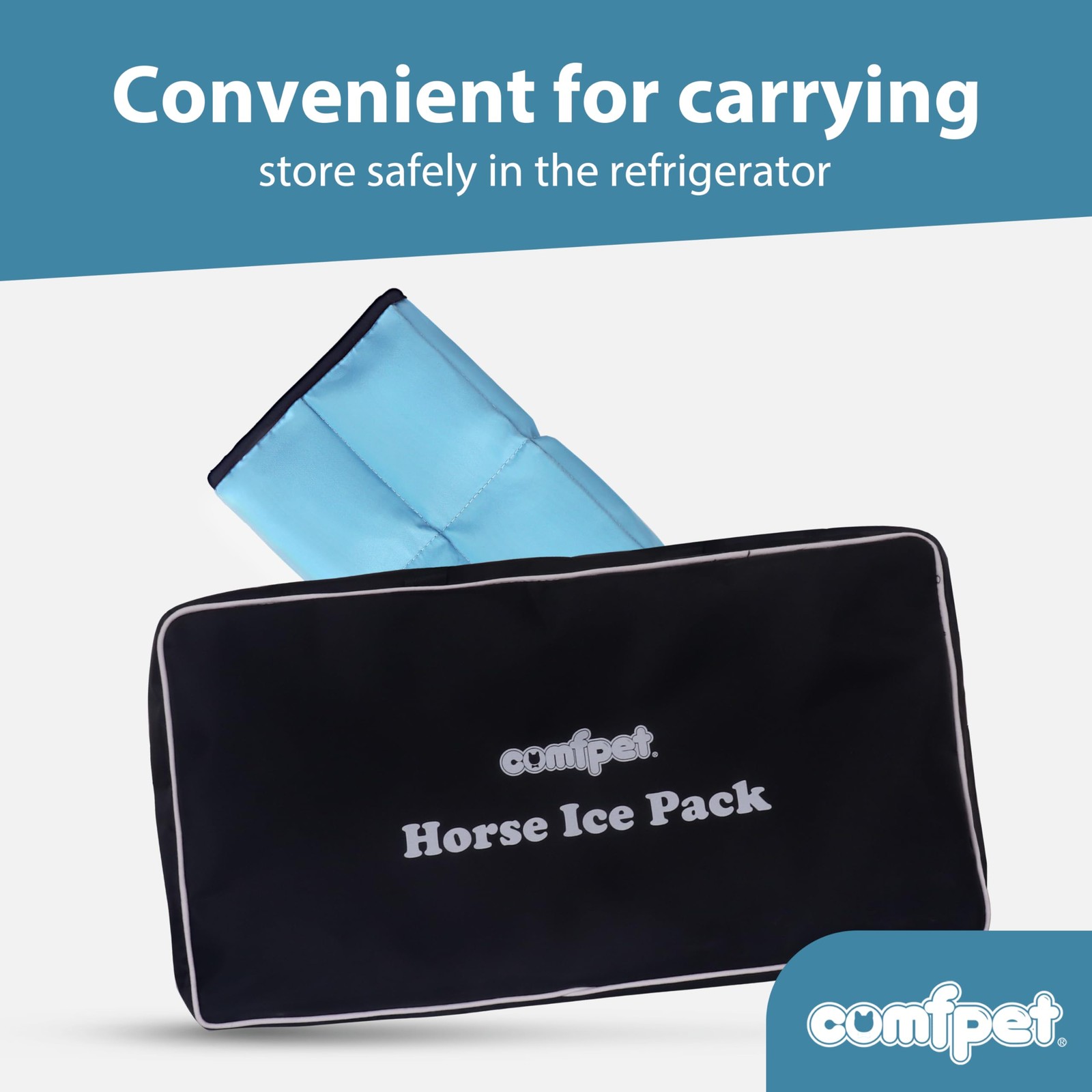COMFPET Gel Horse Ice Pack with Carry Case, Reusable Cooling 1 PACK, Blue