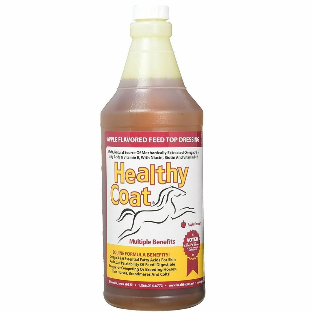 HealthyCoat Feed Top Dressing – 1 Quart Bottle – Omega 3 & 6 Fatty Acids