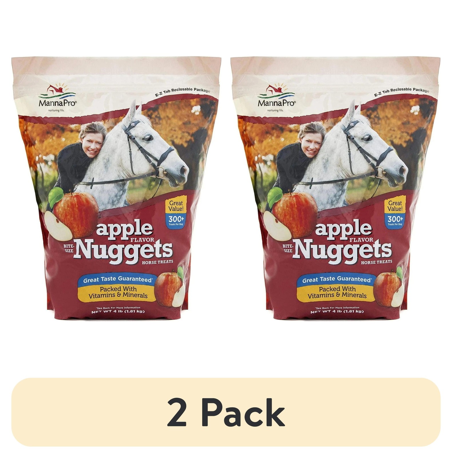 Horse Treats Bite-Size Nuggets Apple Flavor 4 lbs Vitamins 2 Pack