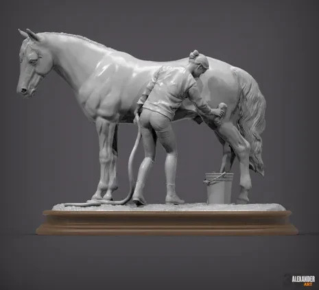 Keeper (lucy) cleans her horse (copper) V.2
