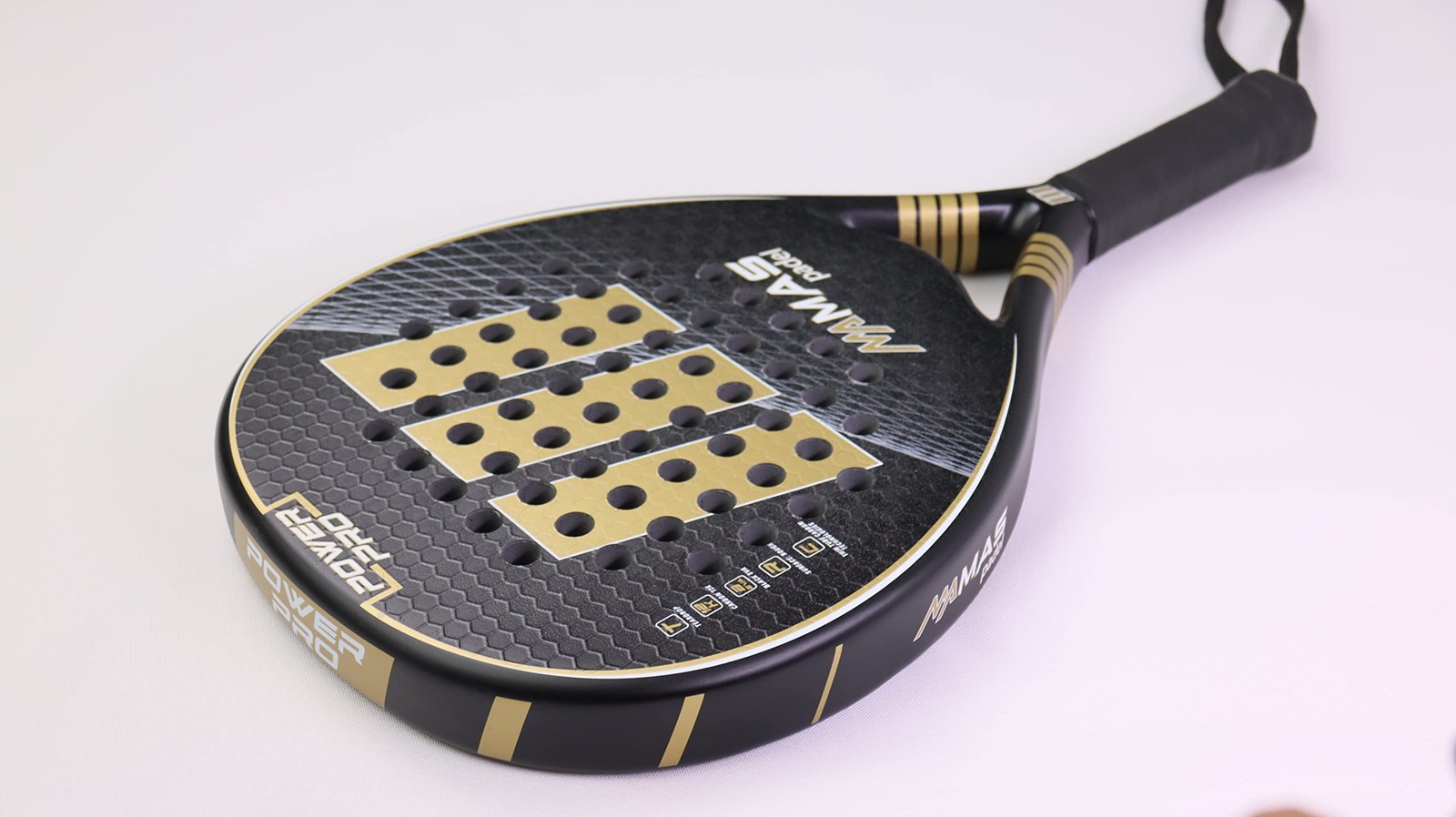 Power Pro Padel Racket Gold/Black, Plain, Adult, 100% Carbon Coating…