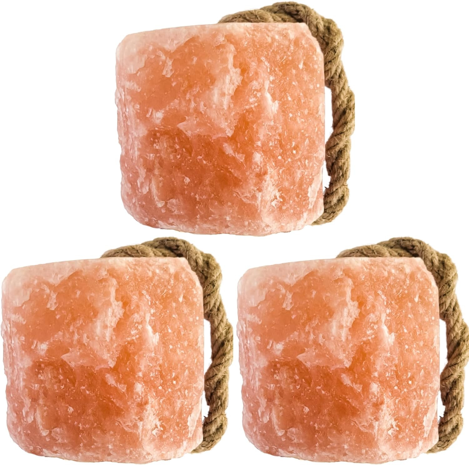 Himalayan Salt Lick On Rope 3.5-4 lb Each (Pack of 3) for Horses, Deer, Goats &