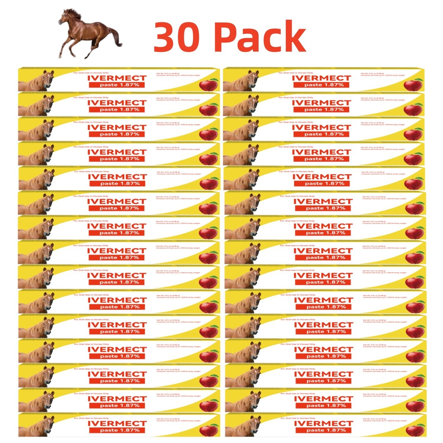 30 Pack Horse Care Apple Flavored Paste – Supports Digestive Health & Internal C