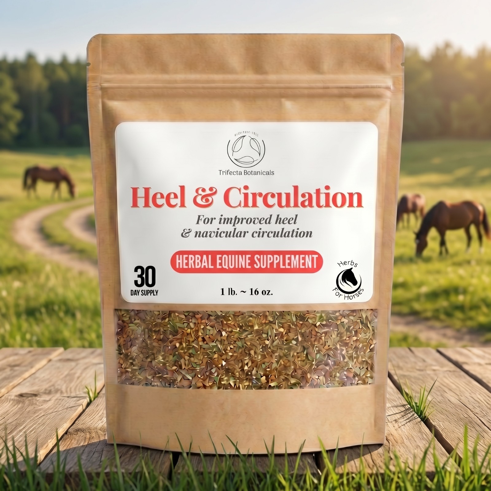Heel & Circulation Herbal Horse Supplement – Equine Blend for Navicular Support