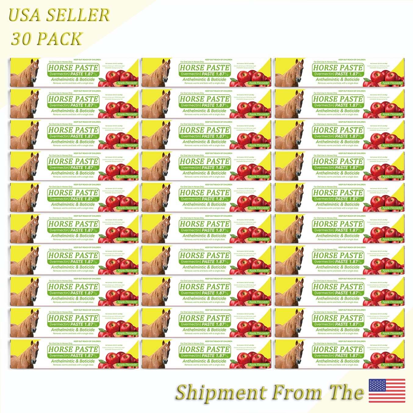 30 Pack Equine Dewormer Paste – Strategic Bulk Inventory, Apple Flavor 1/2028