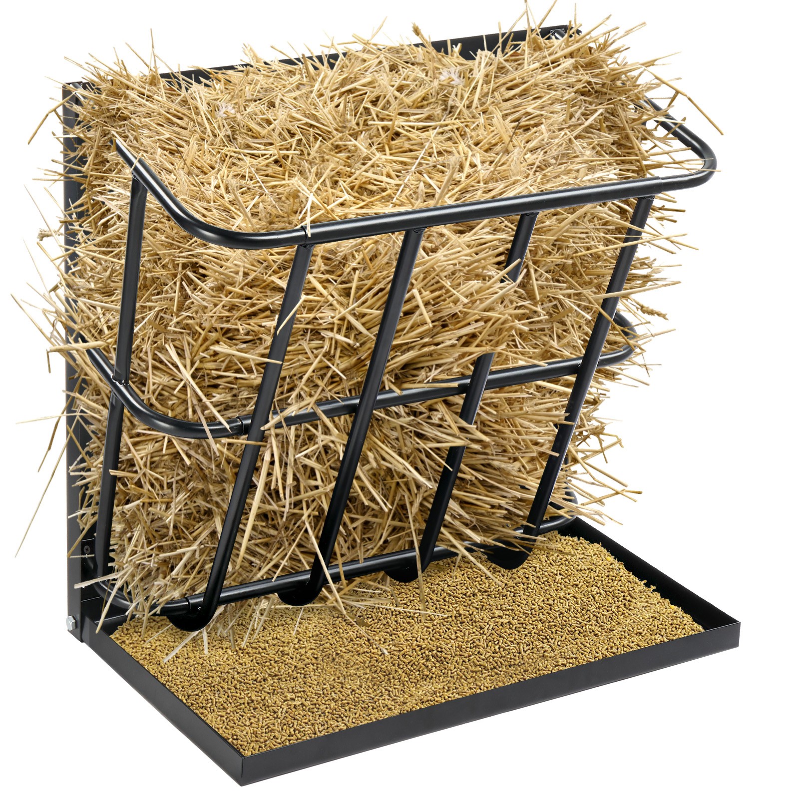 2in1 Hay Feeder Detachable Grain Tray Goat Sheep Livestock Wall Mount Steel Rack