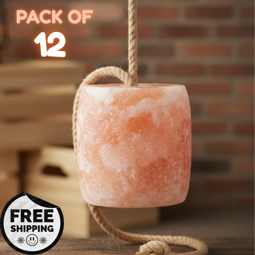 Himalayan Salt Lick Block on Rope 5 lbs | Pack of 12 Natural Horse Mineral Block