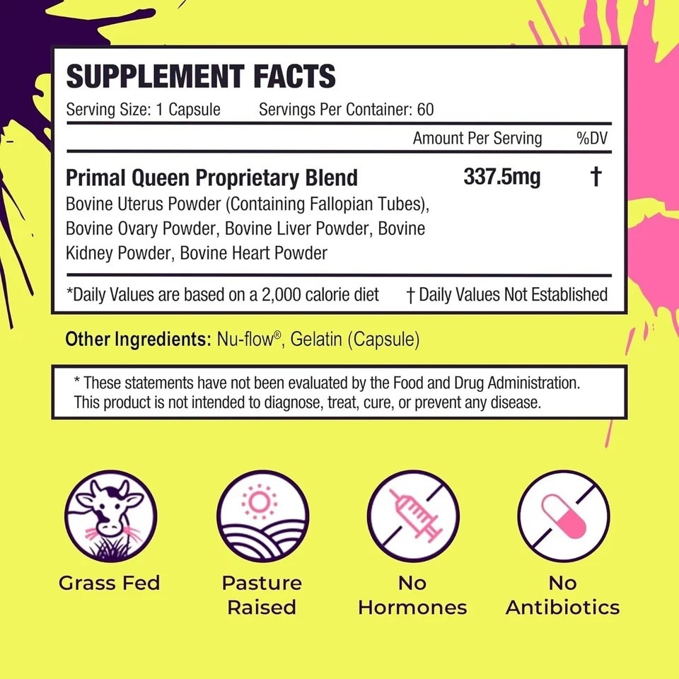 Primal Queen Female-Optimized Beef Organ Superfood Supplement (Heart, & 3 More)