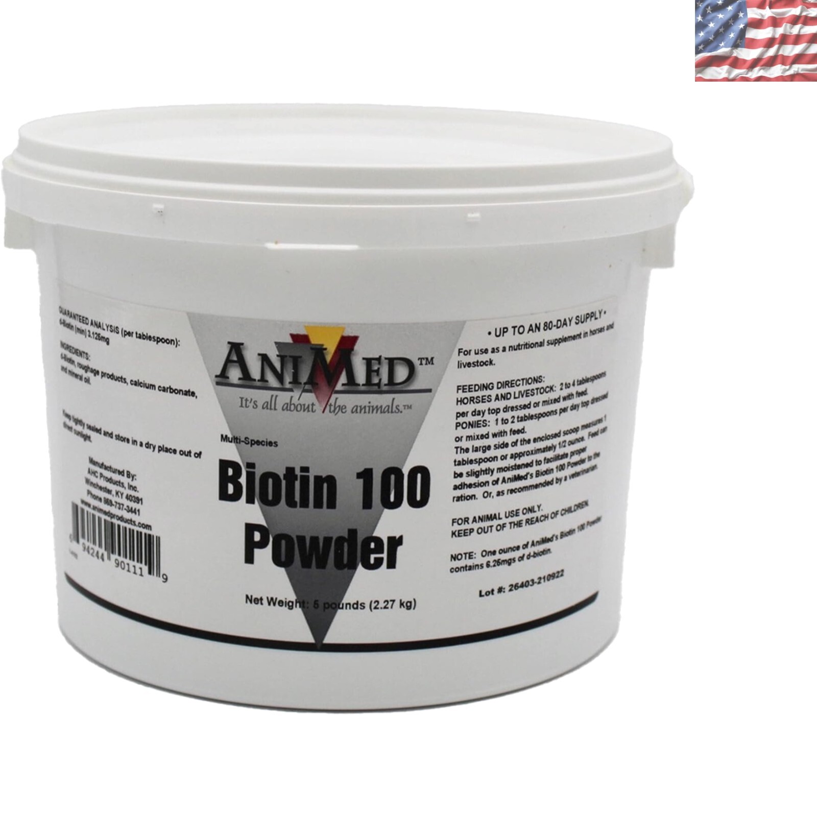 Biotin 100 Supplement (5 lbs) for Adult Horses & Dogs – Boost Health & Shine