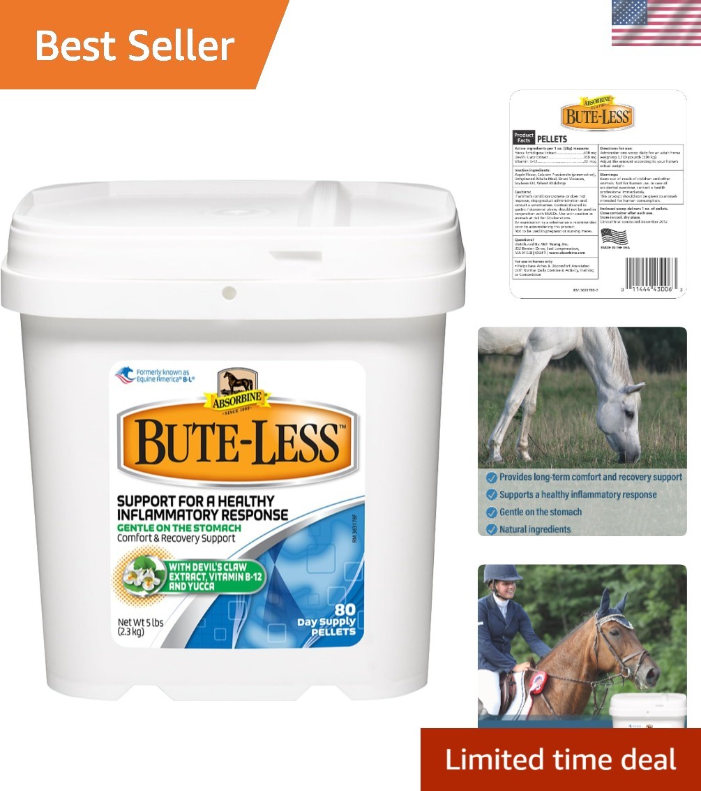 Bute-Less Comfort & Recovery Pellets for Horses – Gluten-Free, 80-Day Supply