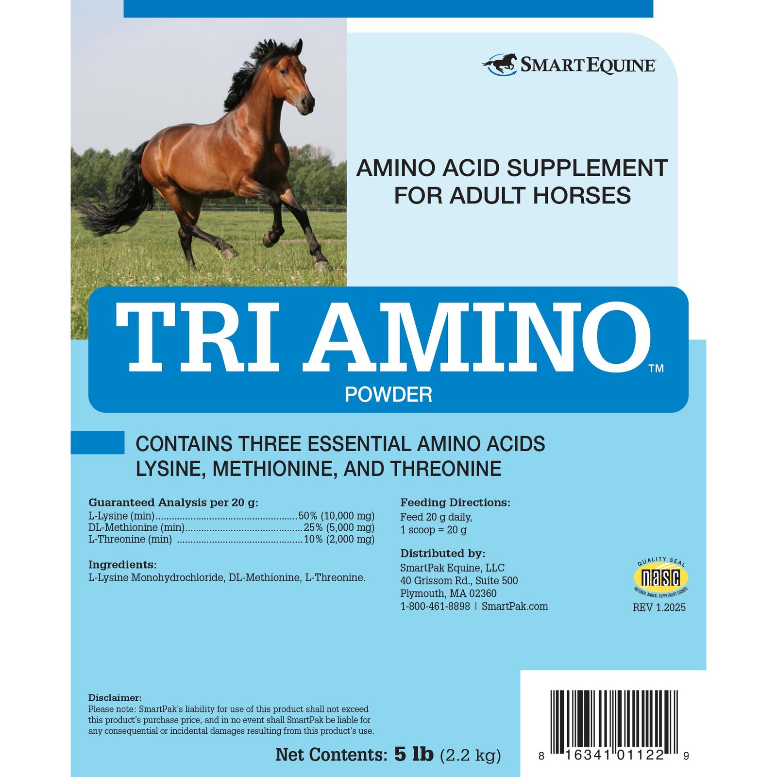 Tri Amino Horse Supplement – Equine Vitamin & Mineral Supplement – 5 Pound (lb)