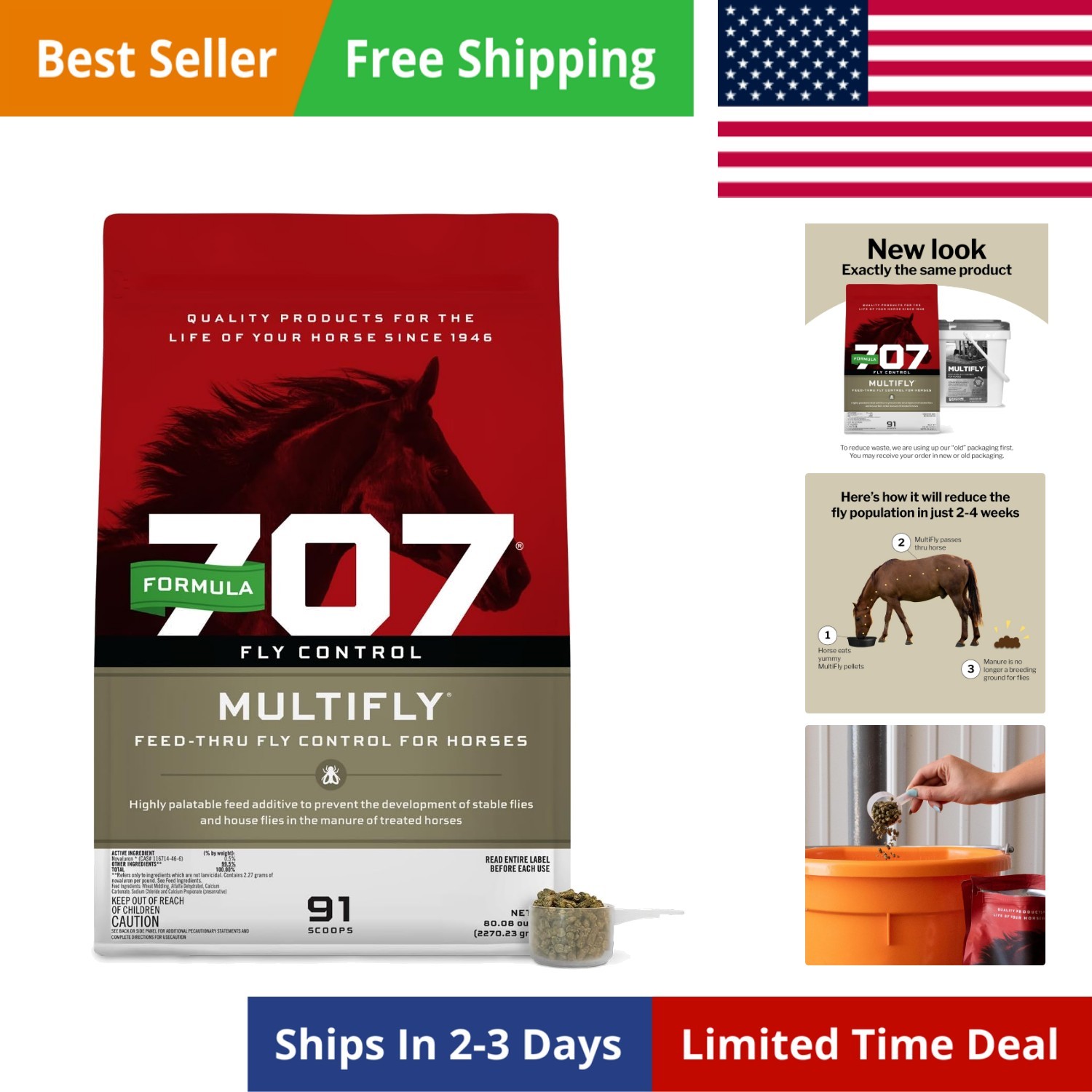 MultiFly Feed-Thru Fly Control Pellets for Horses – Palatable & Safe Fly Popu…