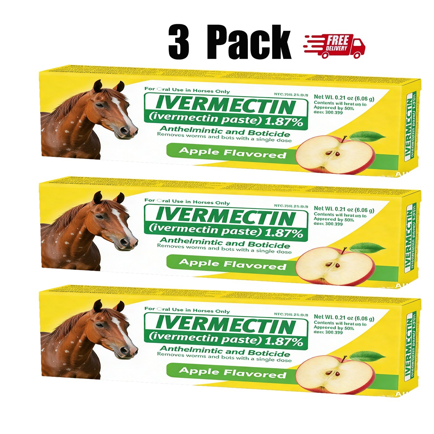 3 Pack In Box Paste Horse Dewormer Apple Flavor wormer US EXP1/2028