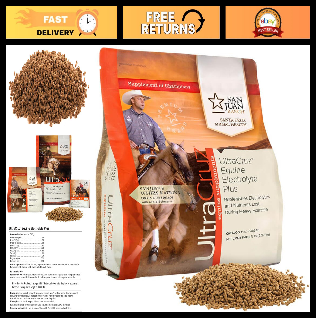 Equine Electrolyte Powder Plus for Horses – 5 lb – Hydration & Recovery Formula