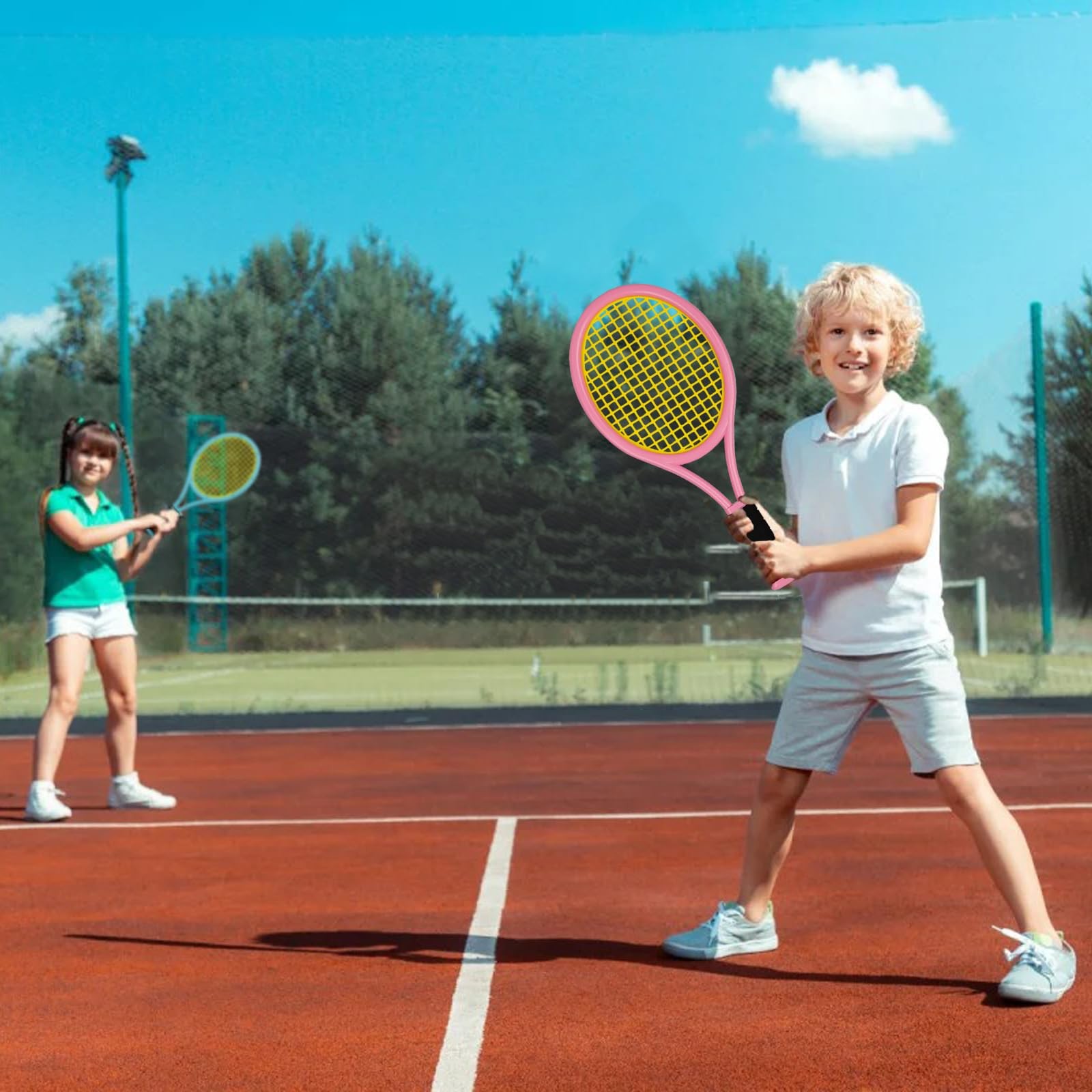 Kids Tennis Racket Set 17 Inch, With 4 Soft Training Balls & 6 Badminton…