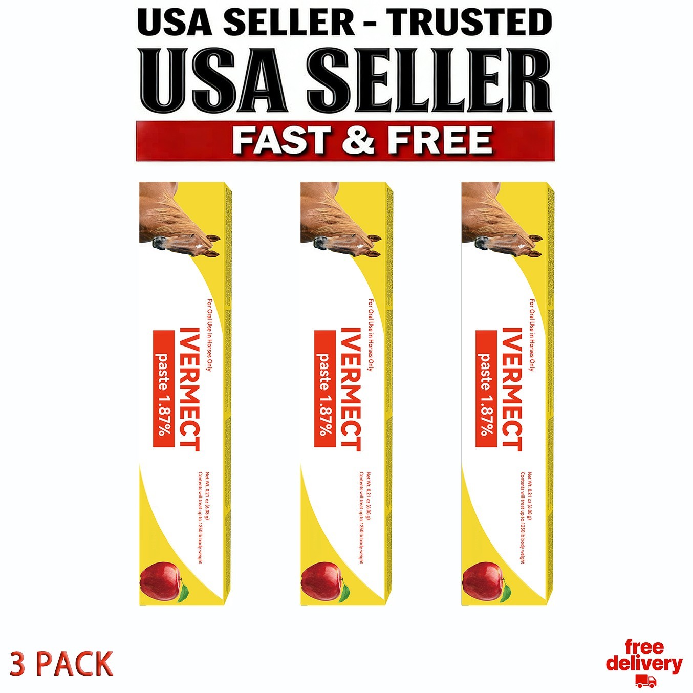 Complete 3 Pack Horse Dewormer – Apple Flavor Paste for Basic Care 1/2028