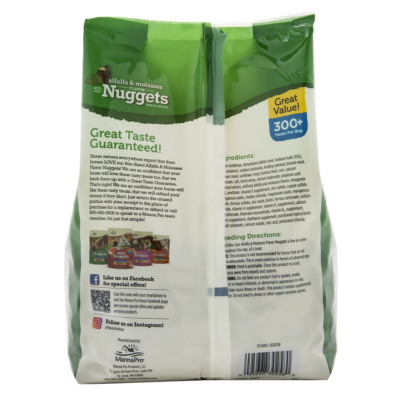 Alfalfa & Molasses Flavored Bite-Sized Nuggets Horse Treats, 4 lb