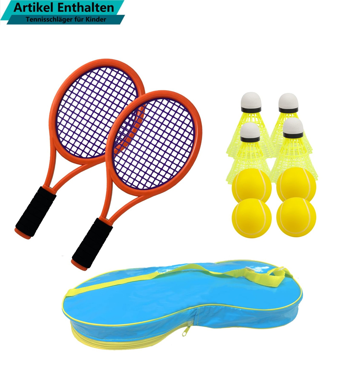 Kids Tennis Racket with Carry Bag, 4 Soft Training Balls and 6 Badminton…