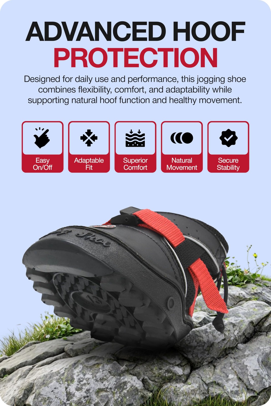 HORZE Equine Fusion Ultra Jogging Shoe Hoof Boot Pair – Black – 12S