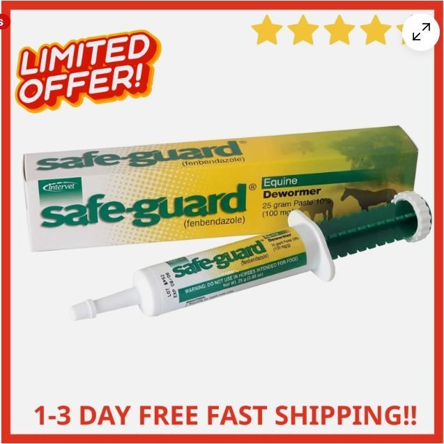 Safe-Guard Equine Paste 10% Fenbendazole Horse Wormer Control Lungworm Stomach a