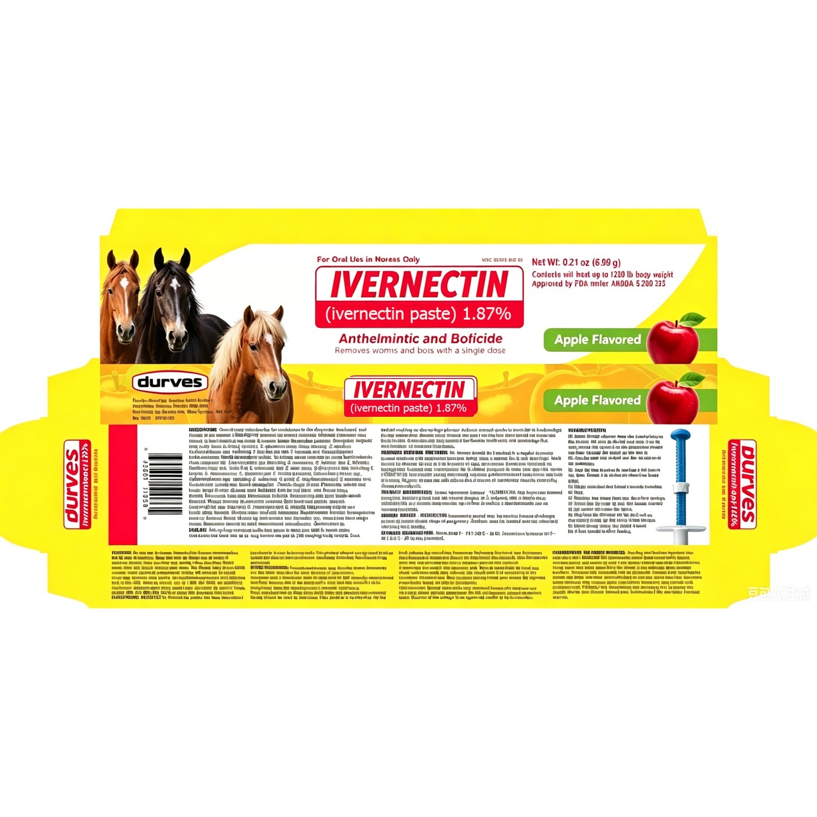10 pack-Boxed Horse Dewormer Paste Apple Flavor 10 Pack Wormer EXP 01/2028