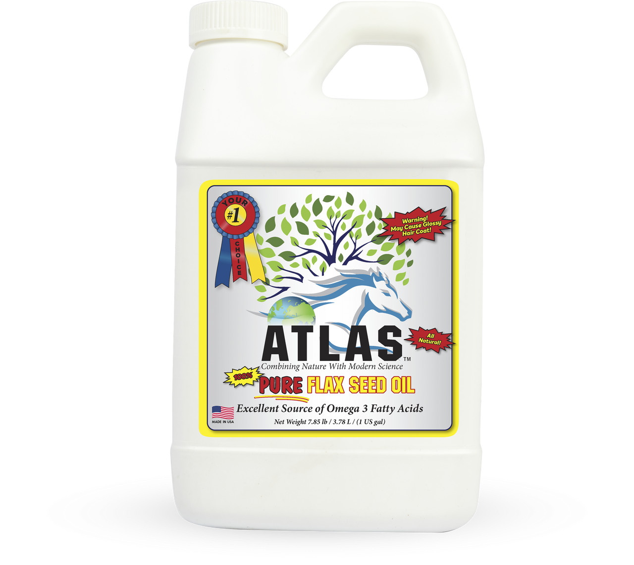 Atlas Pure Flax Seed Oil Gallon Horse Skin Coat Hard Keeper Supplement 1 Gallon