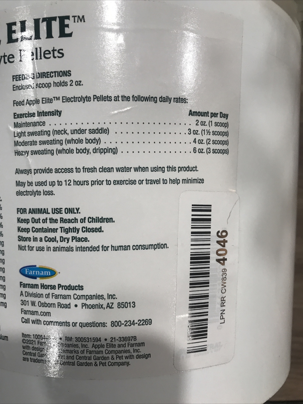 Farnam100544844 Apple Elite Electrolyte Pellets for Horses 7.5lb Bucket