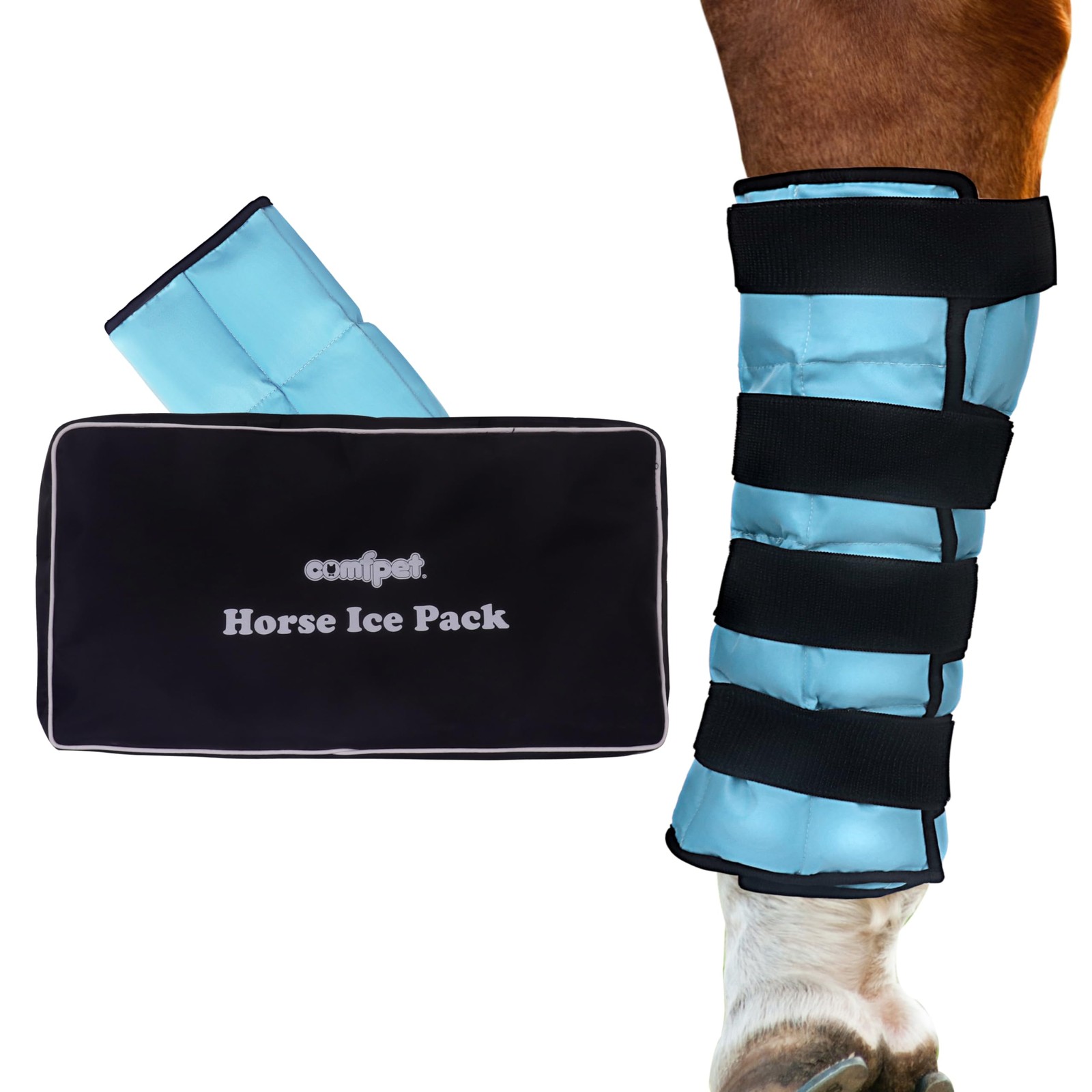 COMFPET Gel Horse Ice Pack with Carry Case, Reusable Cooling 1 PACK, Blue