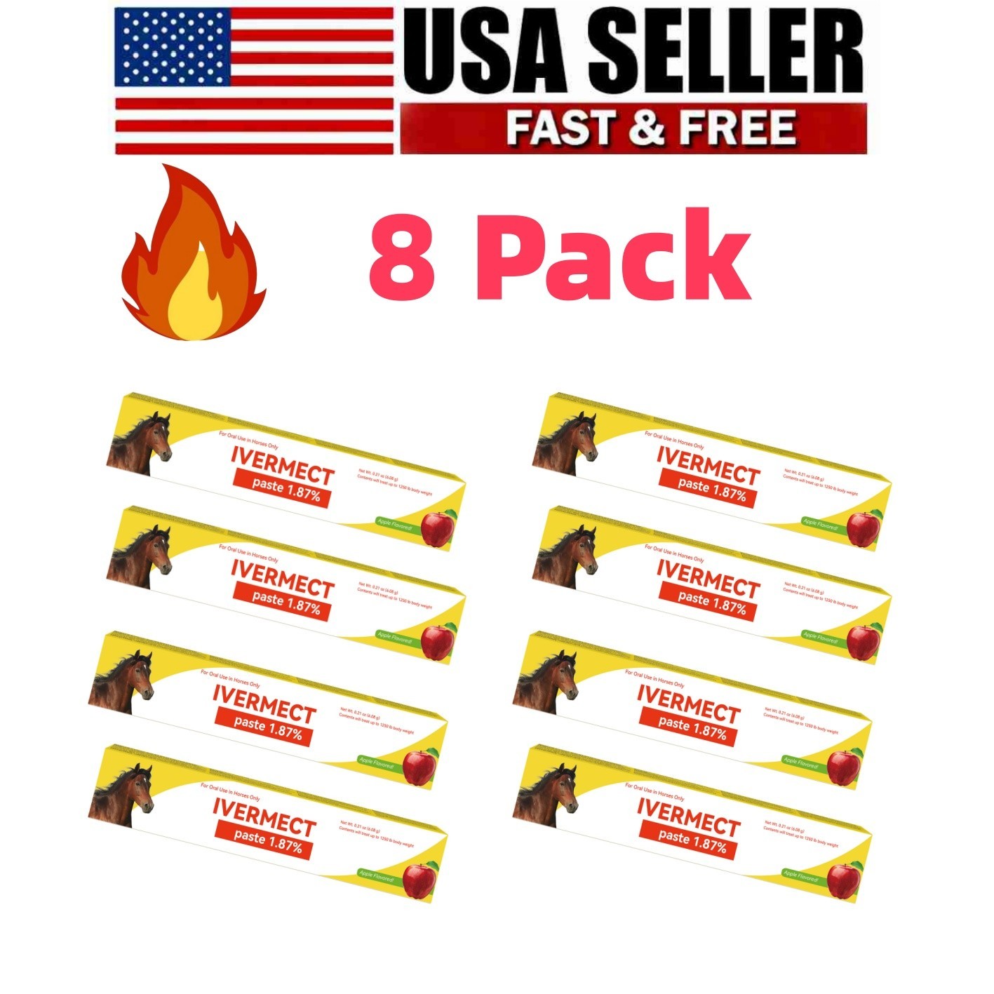 8 Packs in Box Paste Horse Dewormer Apple Flavor Wormer Friendly 1 /2028