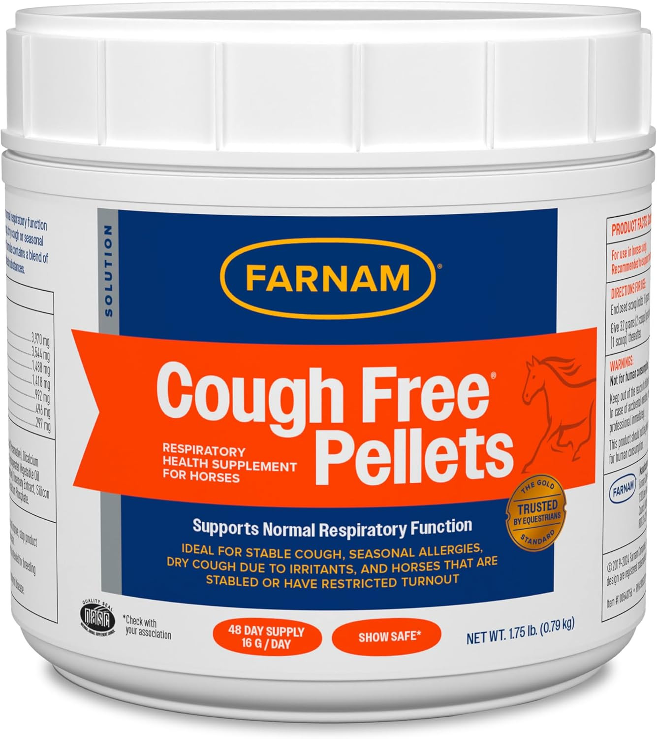 Cough Free Horse Supplement Pellets, Respiratory Support for Seasonal Allergies,